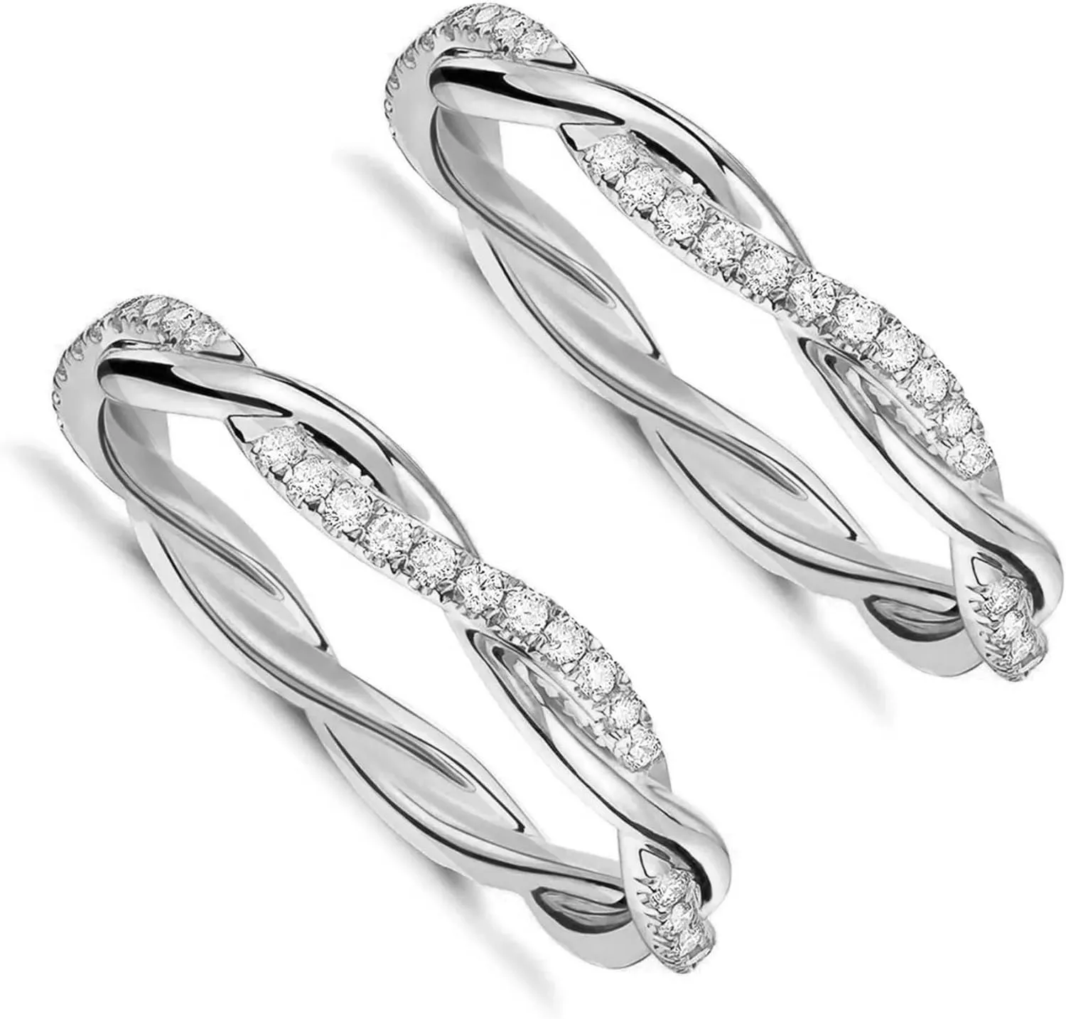 2-Pack 14K Gold Plated Stacking Rings for Oura Ring Gen 4/Gen 3, Cubic Zirconia Twisted Rope Eternity Band for Women