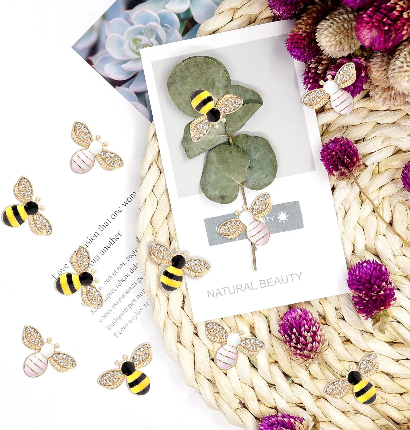 20 Pcs Enamel Bee Charms Pendants Rhinestone Enamel Craft Embellishments Crafting for DIY Handmade Crafts (multi)