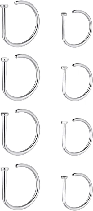 20G Nose Rings Piercing Jewelry Screw Hoops Hypoallergenic for Women Men