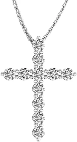 3/4 Carat Total Weight 14K White Gold Diamond Cross Ultra Premium Collection