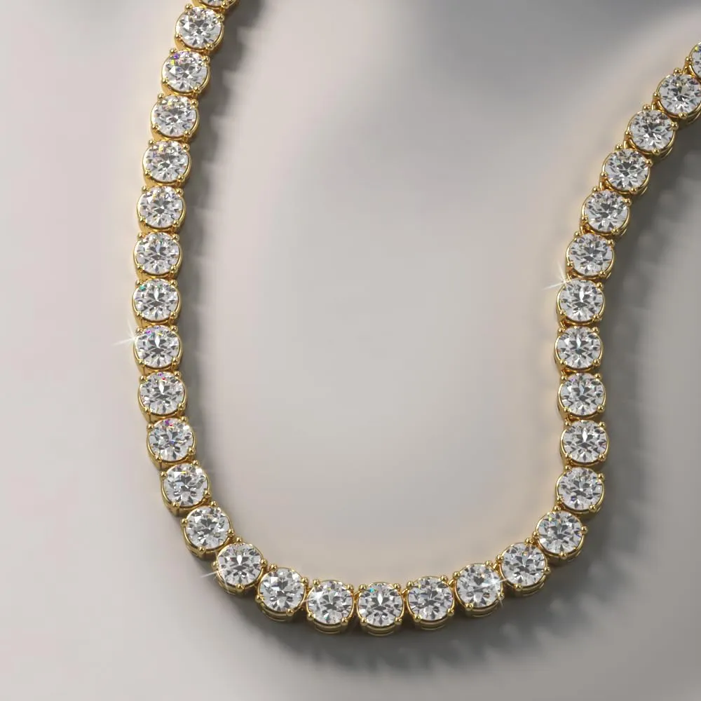 35 Ct. Avariah 14k Solid Yellow Gold Natural Round Brilliant Shape Timeless Dreams Riviera Diamond Necklace 20" (F-G Color, SI1-SI2 Clarity)