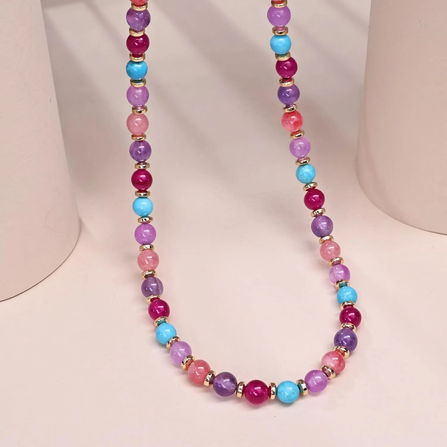 3PCS Colorful/BOHO Jewelry Sets for Women,Natural Genuine Stone Beaded Necklace Bracelet Set,Beaded Drop Earring for Women,Stunning Gemstones Pastel Beaded Set,Dainty Cute Jewelry Set Gifts