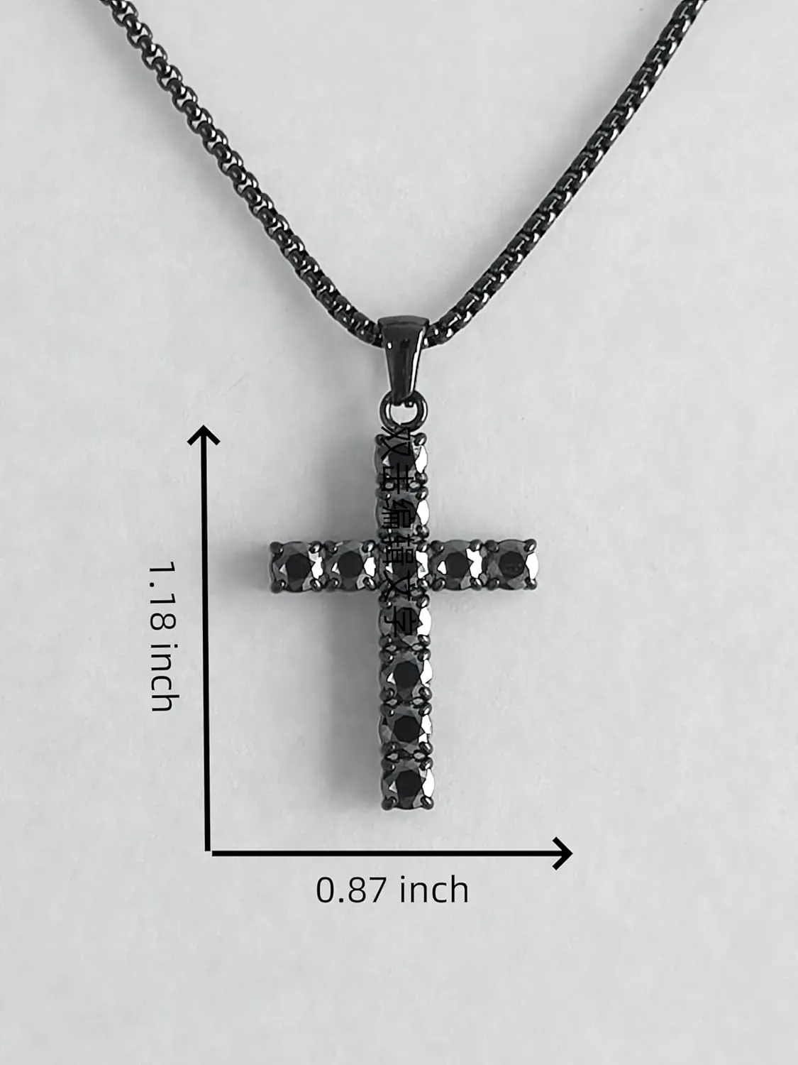 4/5mm Black Moissanite Necklace for Men Women Diamond Cross Pendant Necklaces Stainless Steel Chain Christian Reiligous Jewelry Gifts for Fathers Day Birthday Anniversary