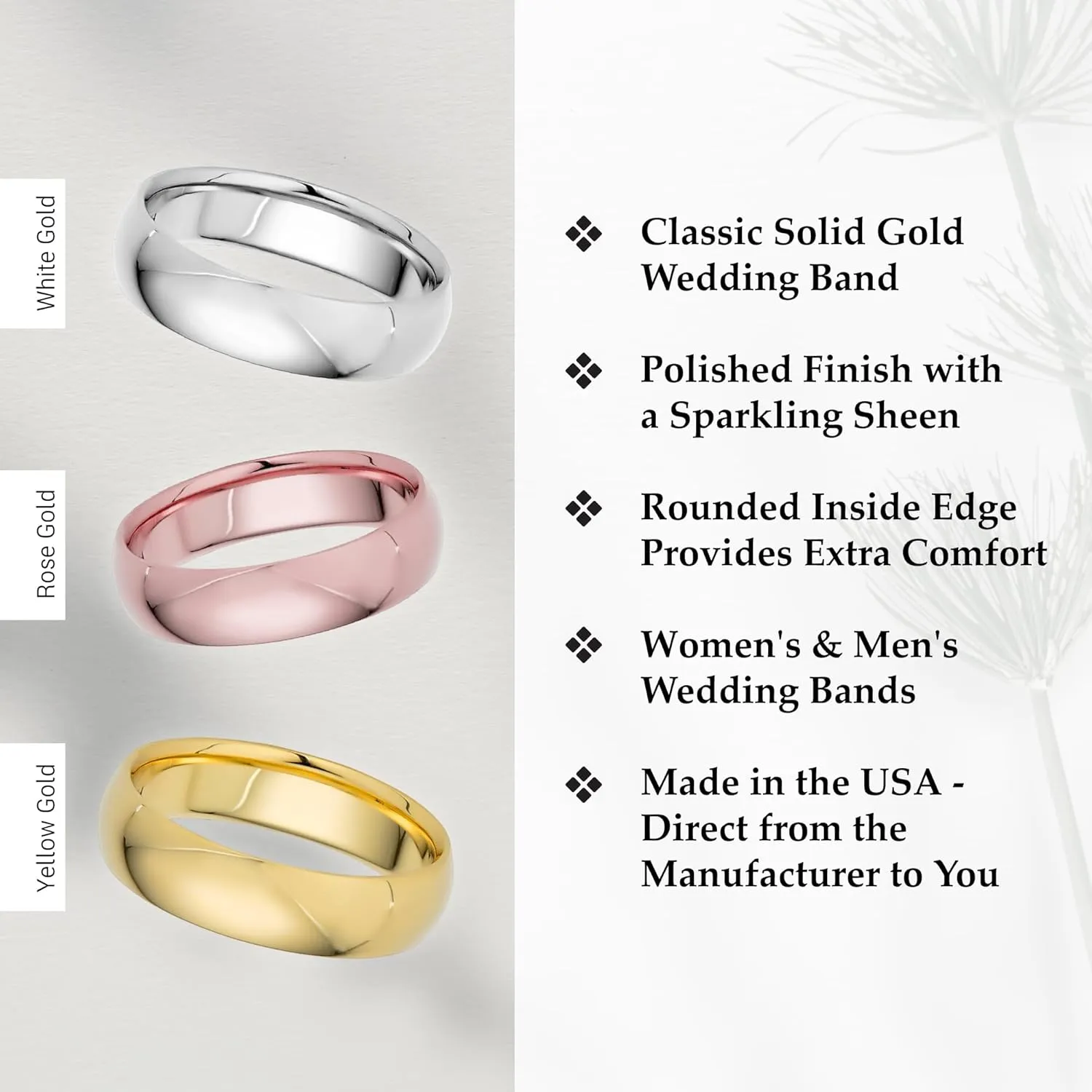 5mm Solid Gold Wedding Bands for Women or Men, 10k or 14k Gold Rings, Comfort Fit Womens and Mens Wedding Ring - Premium Collection from EWB