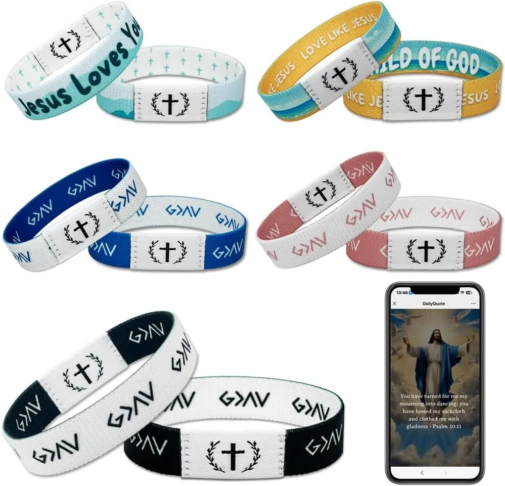 5PCS NFC Bible Verse Bracelets, Daily Bible Verse Bracelet, Wearable Christian Bible Bracelet, Inspirational Bible Verse Religious Jewelry Gifts for Men Women