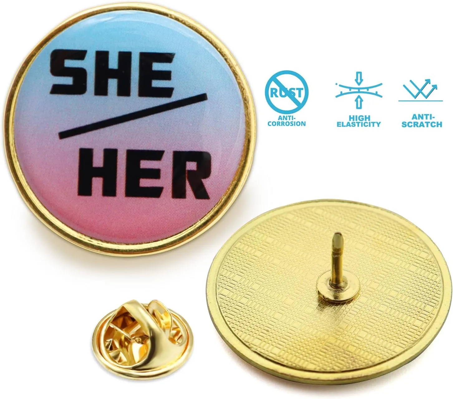 6/12/50/100Pcs She Her Pronoun Lapel Pin | uppercase Modern Minimalist Pronoun Button Gender Identity Brooch Badge Souvenir