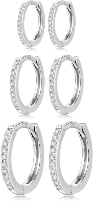 8 pairs Hypoallergenic Earrings Sets for Multiple Piercing |Surgical Steel Flat Back Small stud Earrings | Sterling Silver/Gold Small Huggie Hoop Earrings for Women Men Cartilage Earrings Hoop Stud