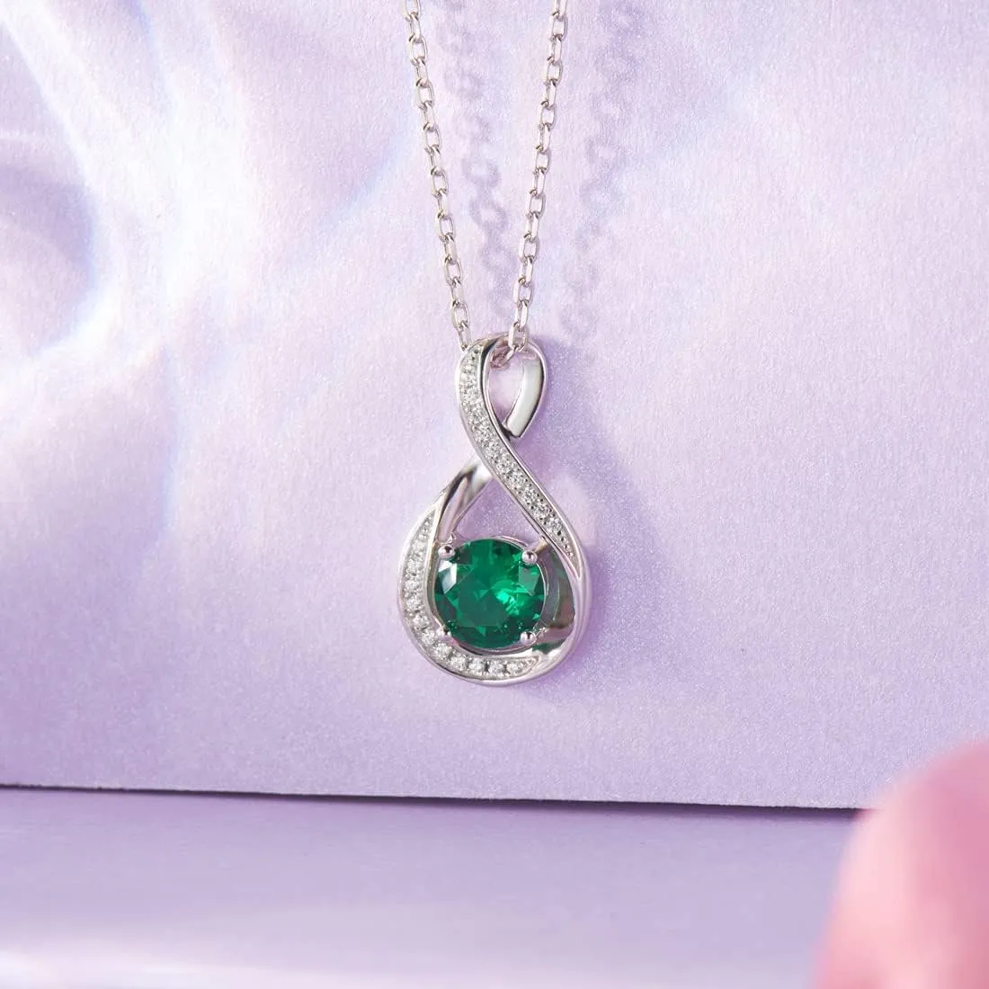 925 Sterling Silver Birthstone Necklace for Women Infinity Necklaces Birthday Anniversary Mothers Day Fine Jewelry Gifts for Mother Women, Adjustable Chain