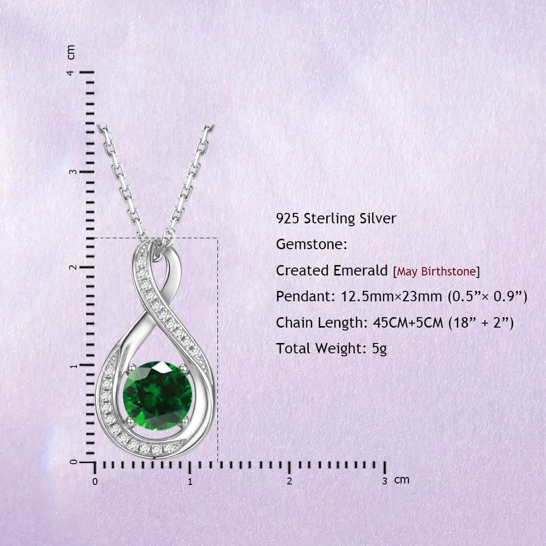 925 Sterling Silver Birthstone Necklace for Women Infinity Necklaces Birthday Anniversary Mothers Day Fine Jewelry Gifts for Mother Women, Adjustable Chain