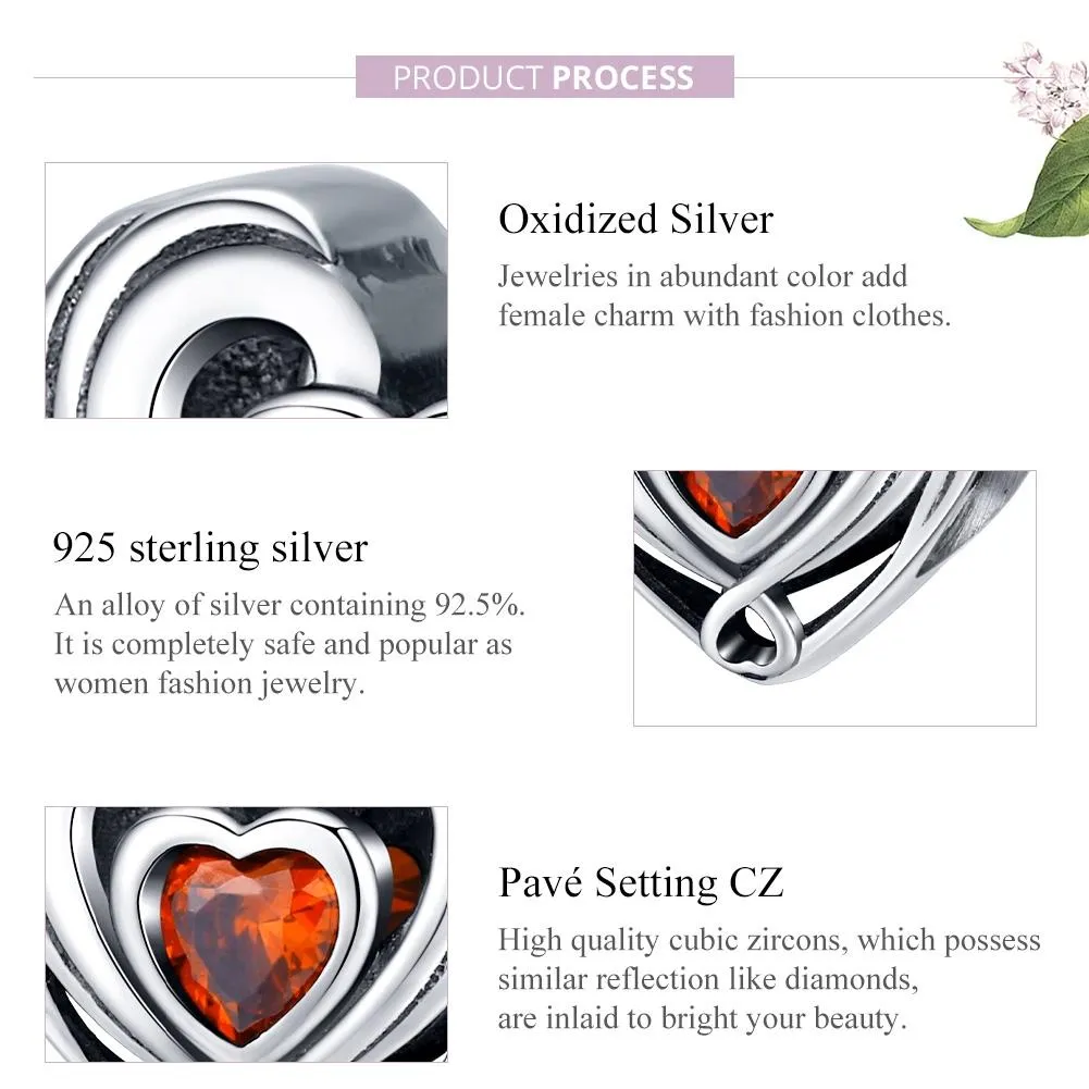 925 Sterling Silver Diy Heart Shaped Beads For Bracelets