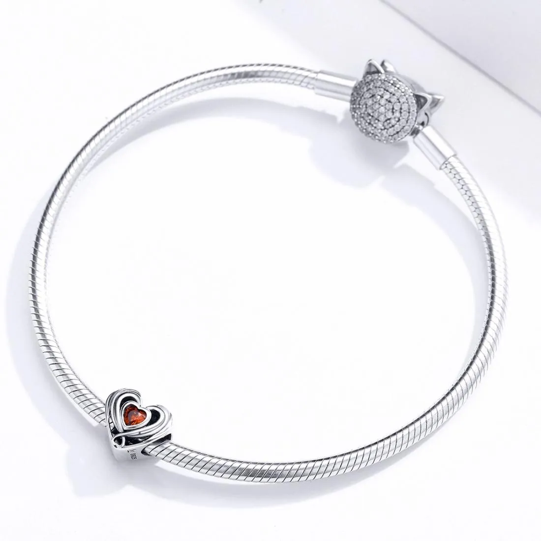 925 Sterling Silver Diy Heart Shaped Beads For Bracelets