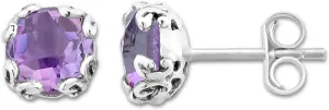 925 Sterling Silver Genuine Gemstone 7mm Birthstone Stud Earrings - Large Birthstone Earrings for Women - Mother's Day Gift