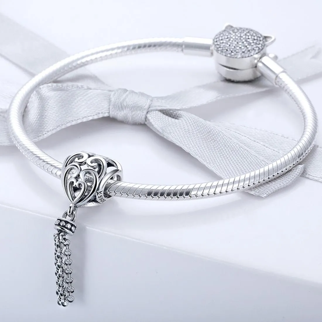 925 Sterling Silver Love Heart Beads