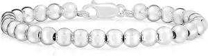 925 Sterling Silver Necklace Italian Handmade 4MM-10MM Bead Ball Chain Bracelet and Necklace for Women, Silver Bead Bracelet, Womens Silver Bracelets