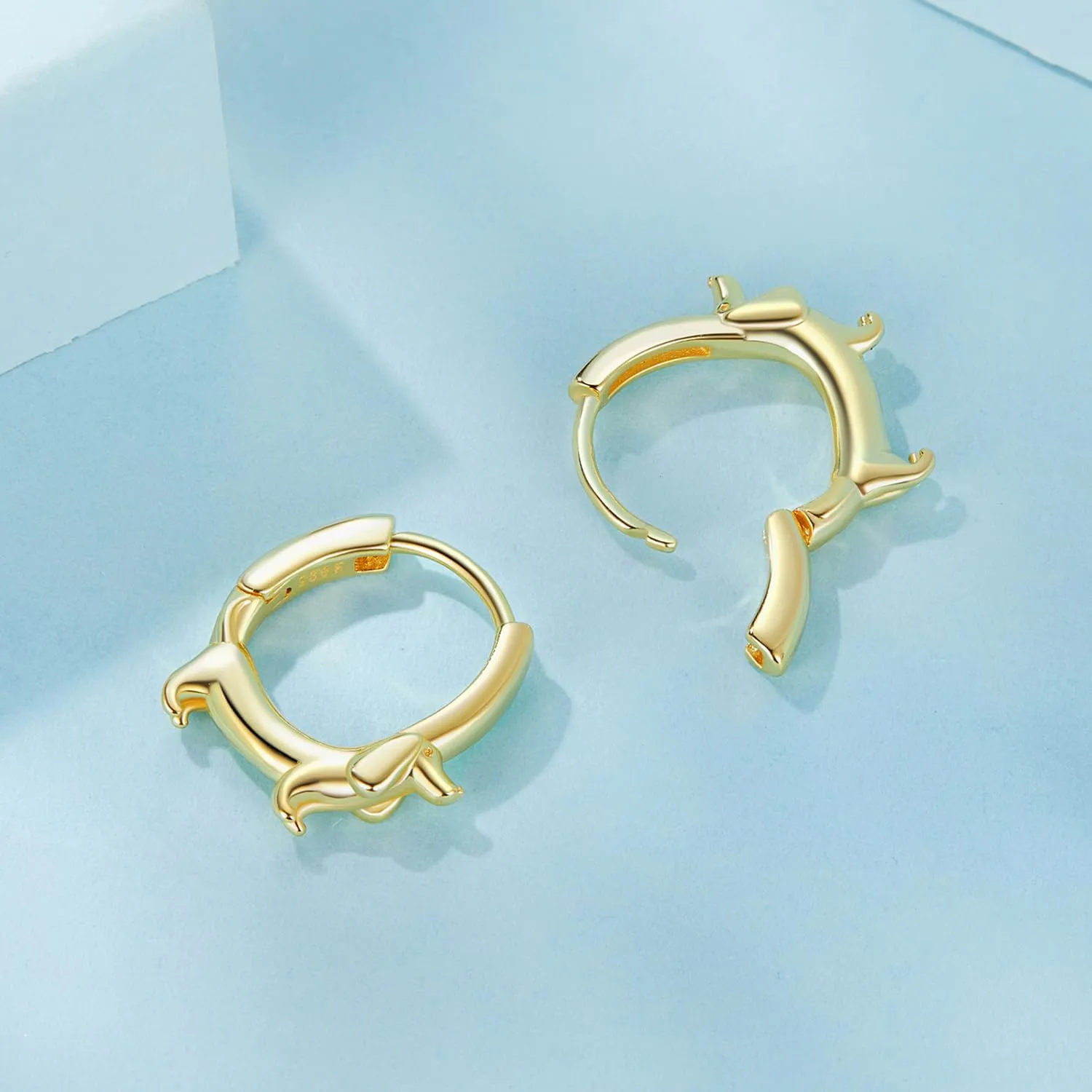 925 Sterling Silver Panda, Dolphin, Cat & Dachshund Hoop Earrings - Cute Animal Huggie Earrings for Girls & Women - Hypoallergenic, Dainty & Lightweight - Gift for Her