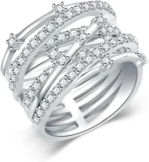 925 Sterling Silver Wrap Rings Cubic Zirconia Rings for Women Baguette Rings Platinum Plated Ring Promise Statement Engagement Ring Jewelry