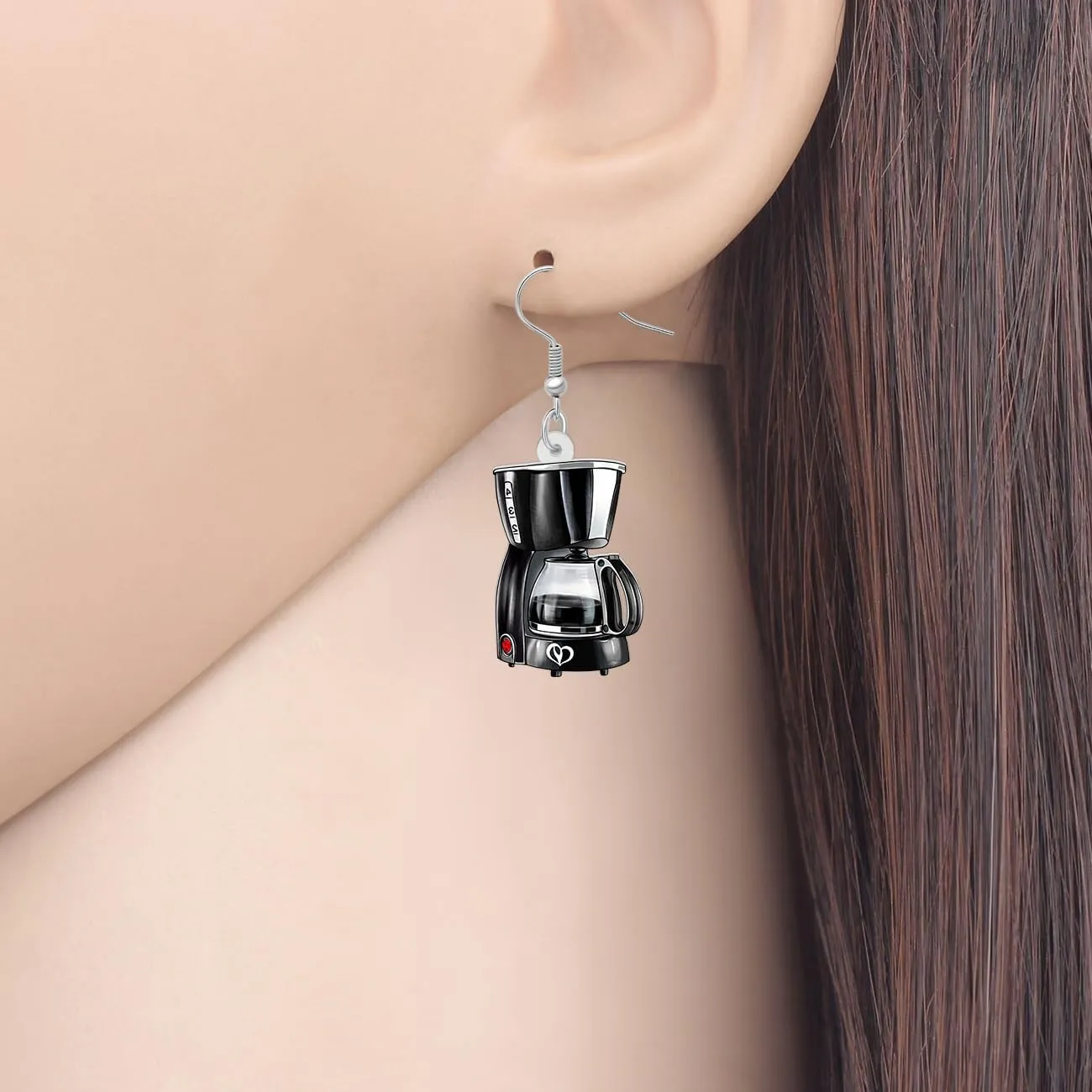 Acrylic Cool Black Coffee Maker Machine Dangle Earrings Novelty Jewelry For Women Party Favor Charm Gifts