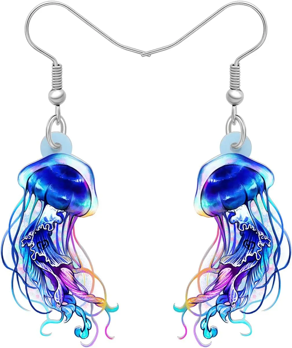 Acrylic Cute Ocean Animals Crab Turtle Octopus Jellyfish Dangle Drop Earrings for Women Sea Life Jewelry Gifts for Beach Party Charms
