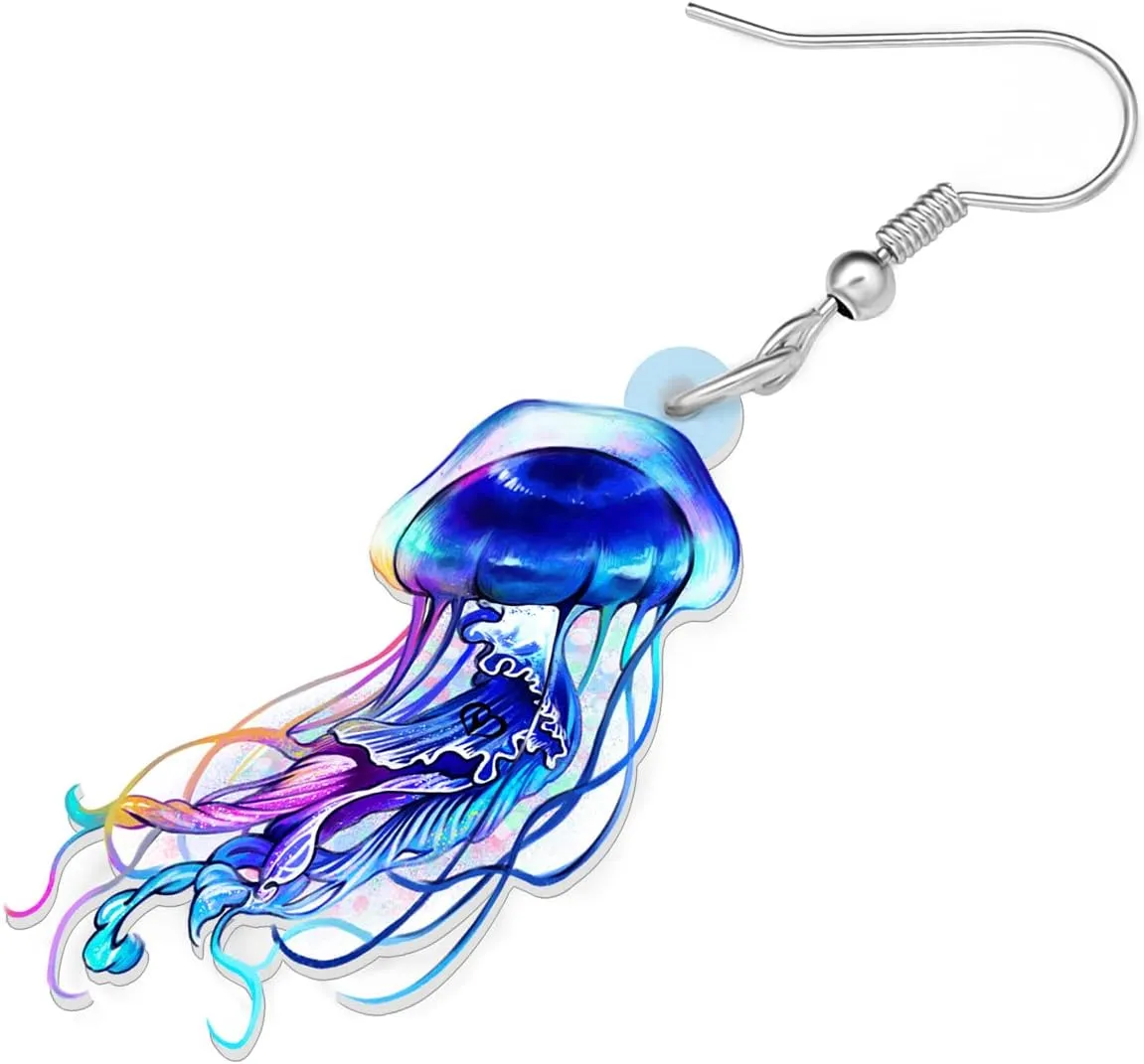 Acrylic Cute Ocean Animals Crab Turtle Octopus Jellyfish Dangle Drop Earrings for Women Sea Life Jewelry Gifts for Beach Party Charms