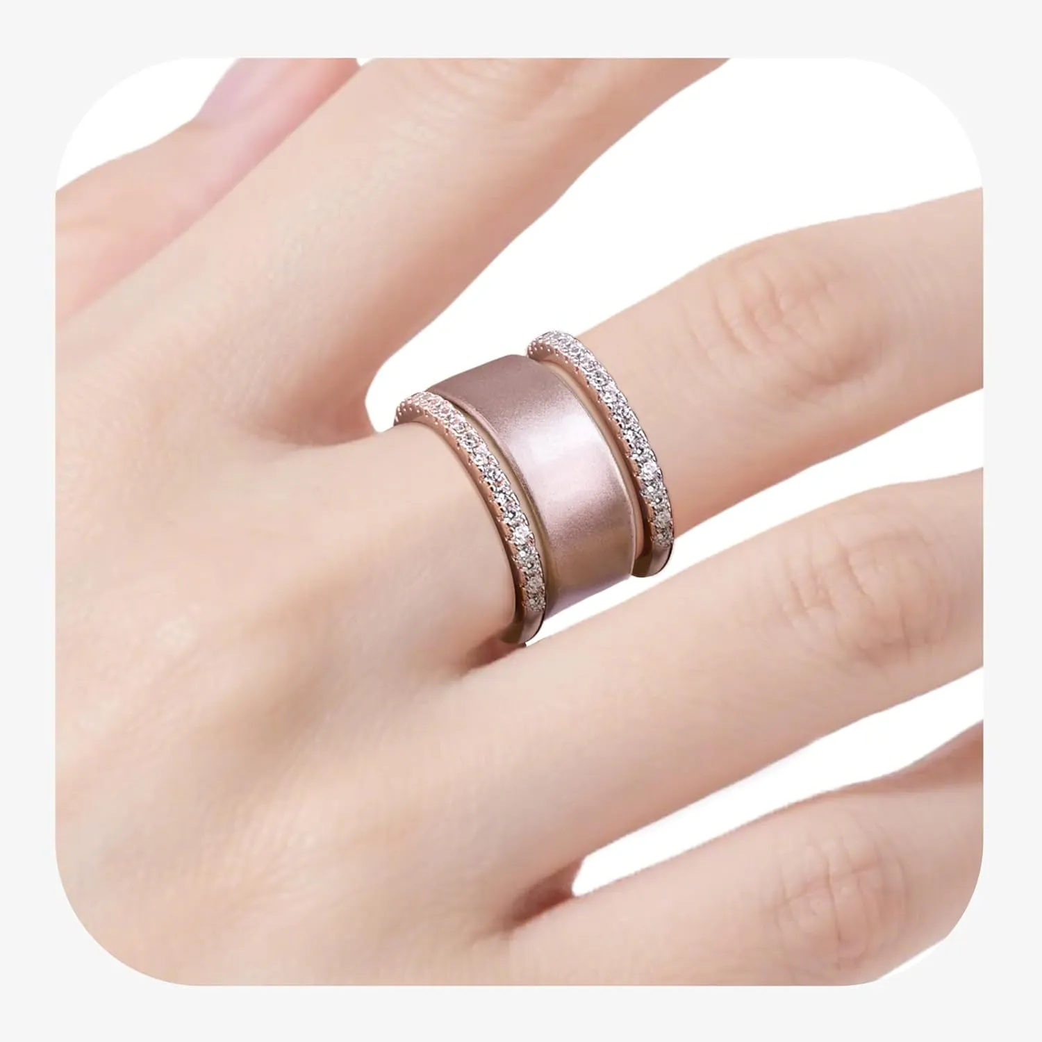 Adjustable 14K Gold Plated Stacking Rings for Oura Ring Gen 4/ Gen 3, 2 Pack Cubic Zirconia Simulated Diamond Oura Ring Stack for Women