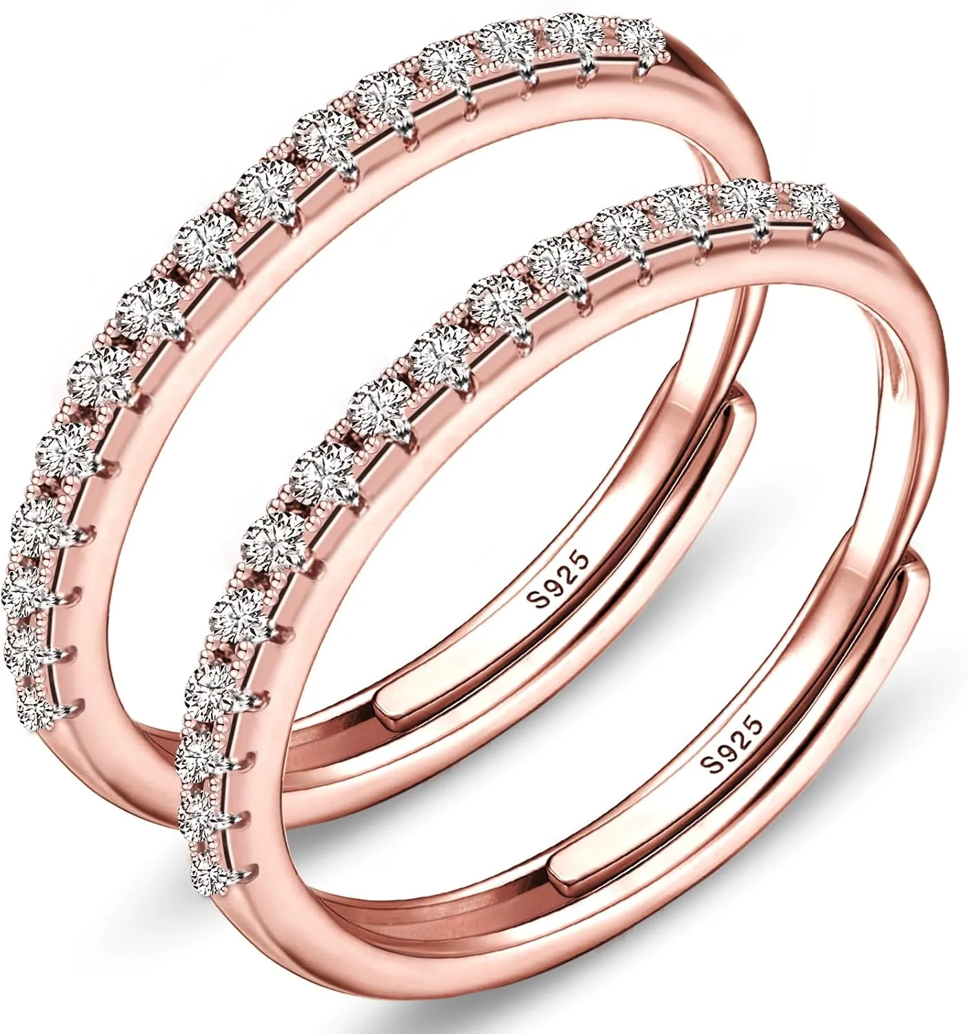 Adjustable 14K Gold Plated Stacking Rings for Oura Ring Gen 4/ Gen 3, 2 Pack Cubic Zirconia Simulated Diamond Oura Ring Stack for Women
