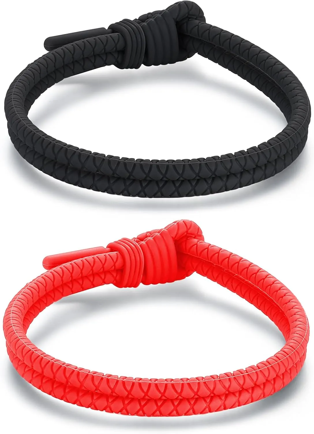 Adjustable Silicone Nautical Surfer Braided Rope Bracelet for Men Women - Waterproof Rubber Sports Couples Bracelets Gifts