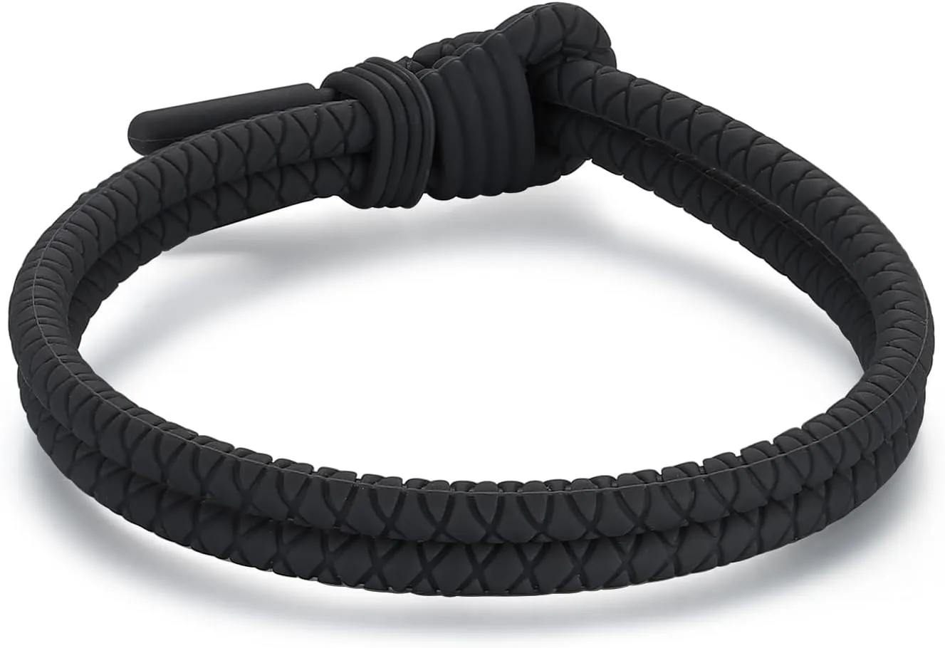 Adjustable Silicone Nautical Surfer Braided Rope Bracelet for Men Women - Waterproof Rubber Sports Couples Bracelets Gifts