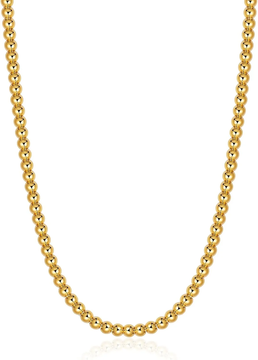 AMITER Gold/Silver Painted Bead Necklace, 3mm/ 4mm/ 5mm/ 6mm/ 8mm Ball Beaded Chain Necklaces for Women & Men