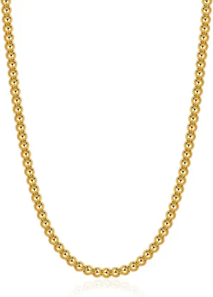 AMITER Gold/Silver Painted Bead Necklace, 3mm/ 4mm/ 5mm/ 6mm/ 8mm Ball Beaded Chain Necklaces for Women & Men