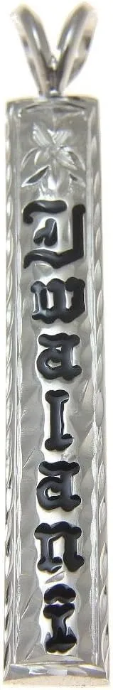 Arthur's Jewelry 925 sterling silver custom made personalized name black enamel Hawaiian heirloom 6mm pendant