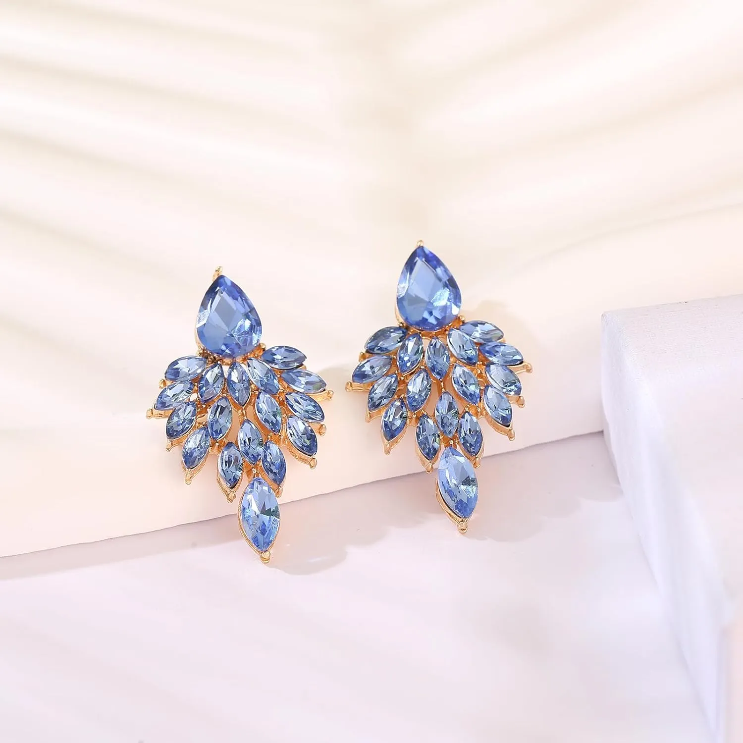 ATIMIGO Rhinestone Cluster Drop Earrings Elegant Crystal Statement Earrings Bridal Wedding Prom Earrings for Women