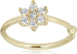 AVORA 14K Gold Simulated Diamond CZ Flower Nose Ring Body Jewelry (20 Gauge)