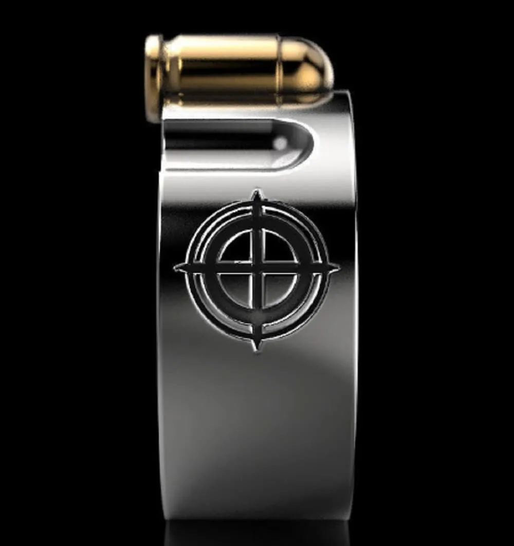 Awmnjtmgpw 925 Sterling Silver creative bullet men's ring roulette revolver two-color ring domineering Ring Size 7-11 (Size 7)