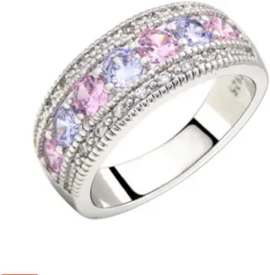 Awmnjtmgpw 925 Sterling Silver full diamond micro inlaid color zircon ring multicolor AAAA cubic zircon ring women's light wedding engagement couple diamond ring size 6-9 (Size 10)
