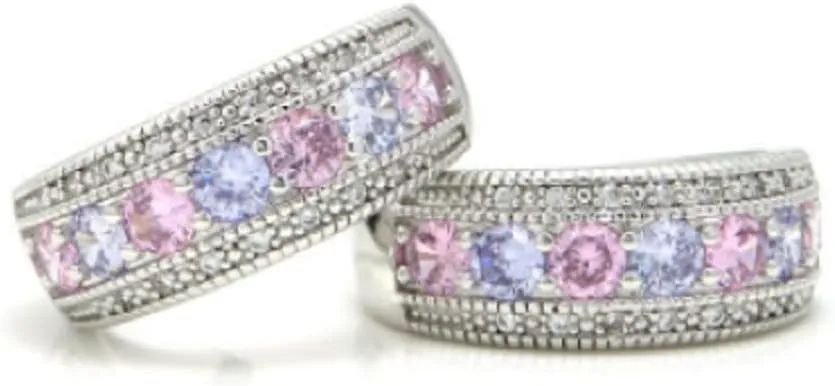 Awmnjtmgpw 925 Sterling Silver full diamond micro inlaid color zircon ring multicolor AAAA cubic zircon ring women's light wedding engagement couple diamond ring size 6-9 (Size 10)