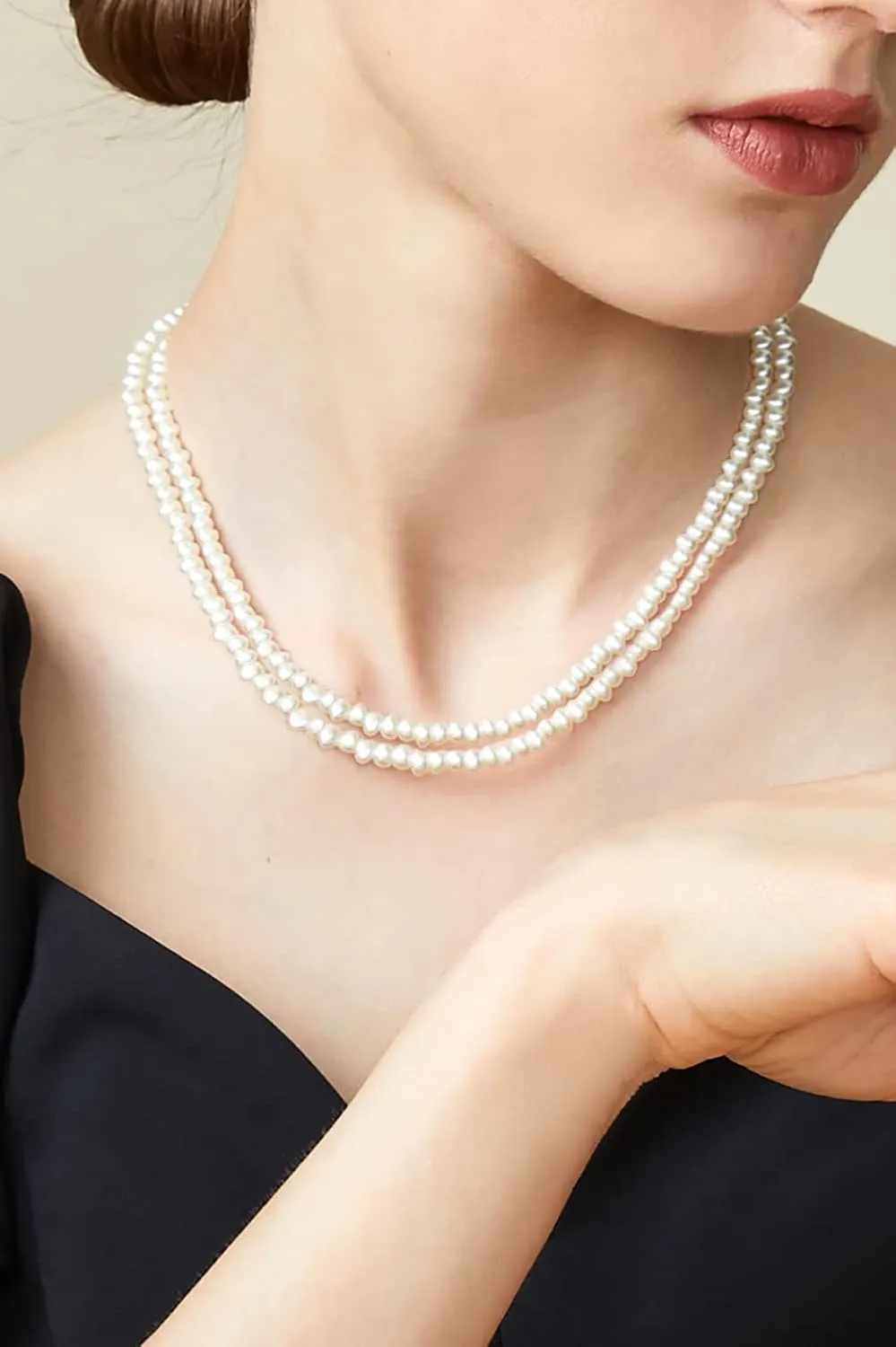 BABEYOND Round Imitation Pearl Necklace Wedding Pearl Necklace for Brides