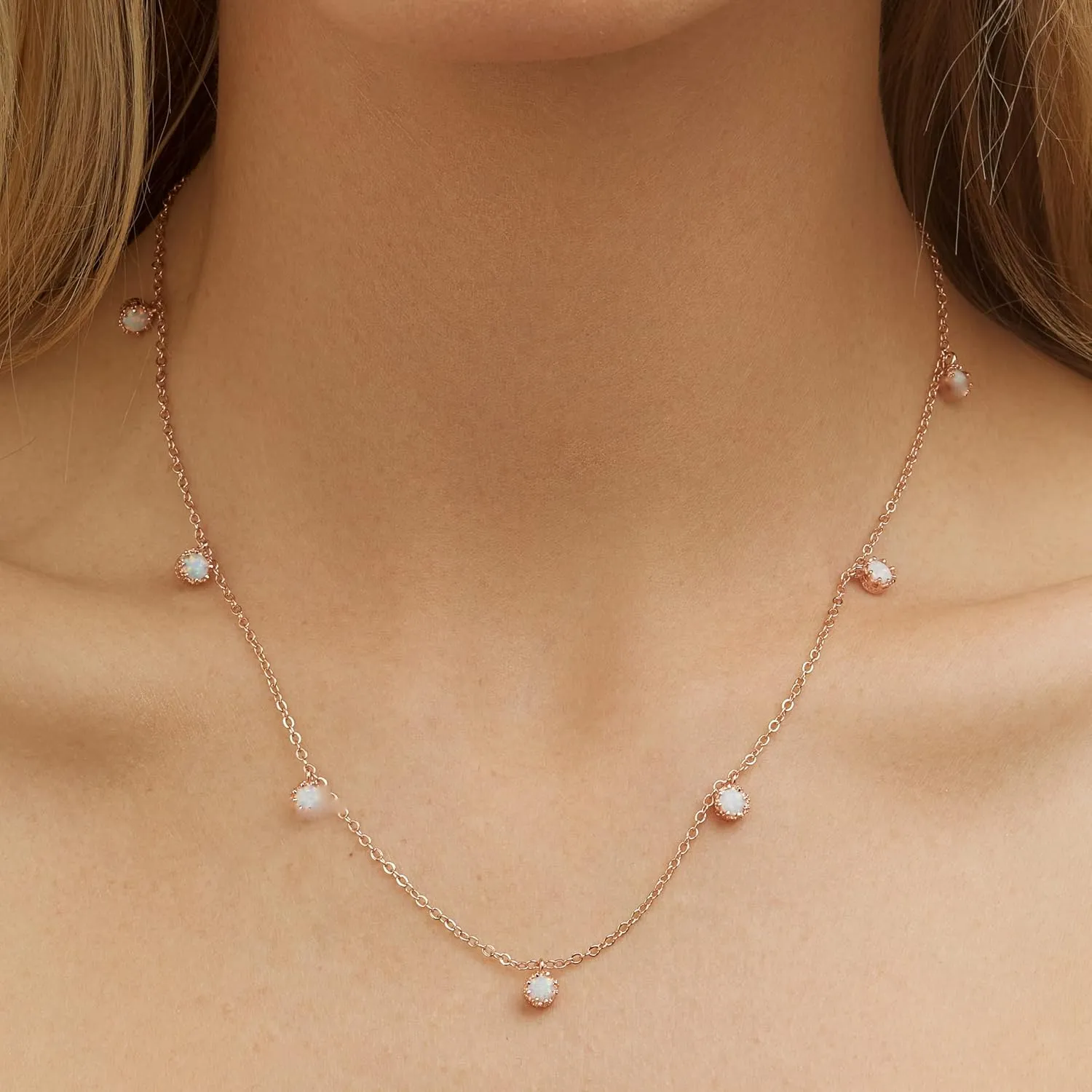 Barzel 18K White Gold & 18K Rose Gold with Created Fire Opal Necklaces In 18 Inches with 2 Inches Extension