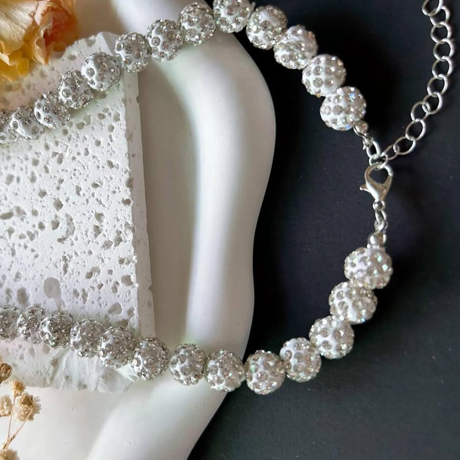 Baseball Necklaces for Men Women Ice Collection Necklace Rhinestone Clay Bead Baseball Bling Drip Necklace Cool Gifts for Baseball Players