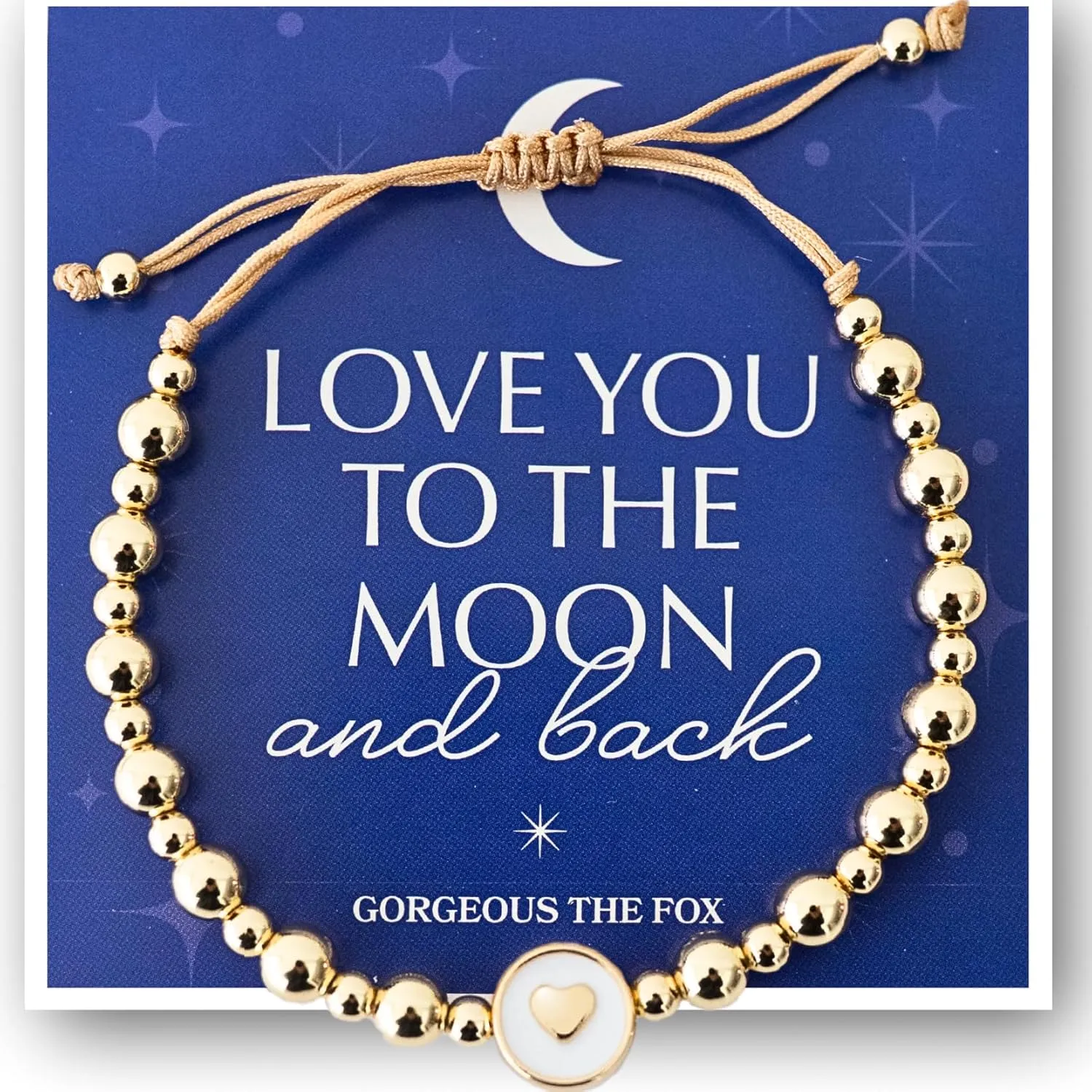 Beaded Bracelets for Women Inspirational Gifts  Unique 18K Gold Plated Tarnish Resistant Bead Bracelets Heart Gifts for Women  Adjustable and Comfortable  Includes Blank Card