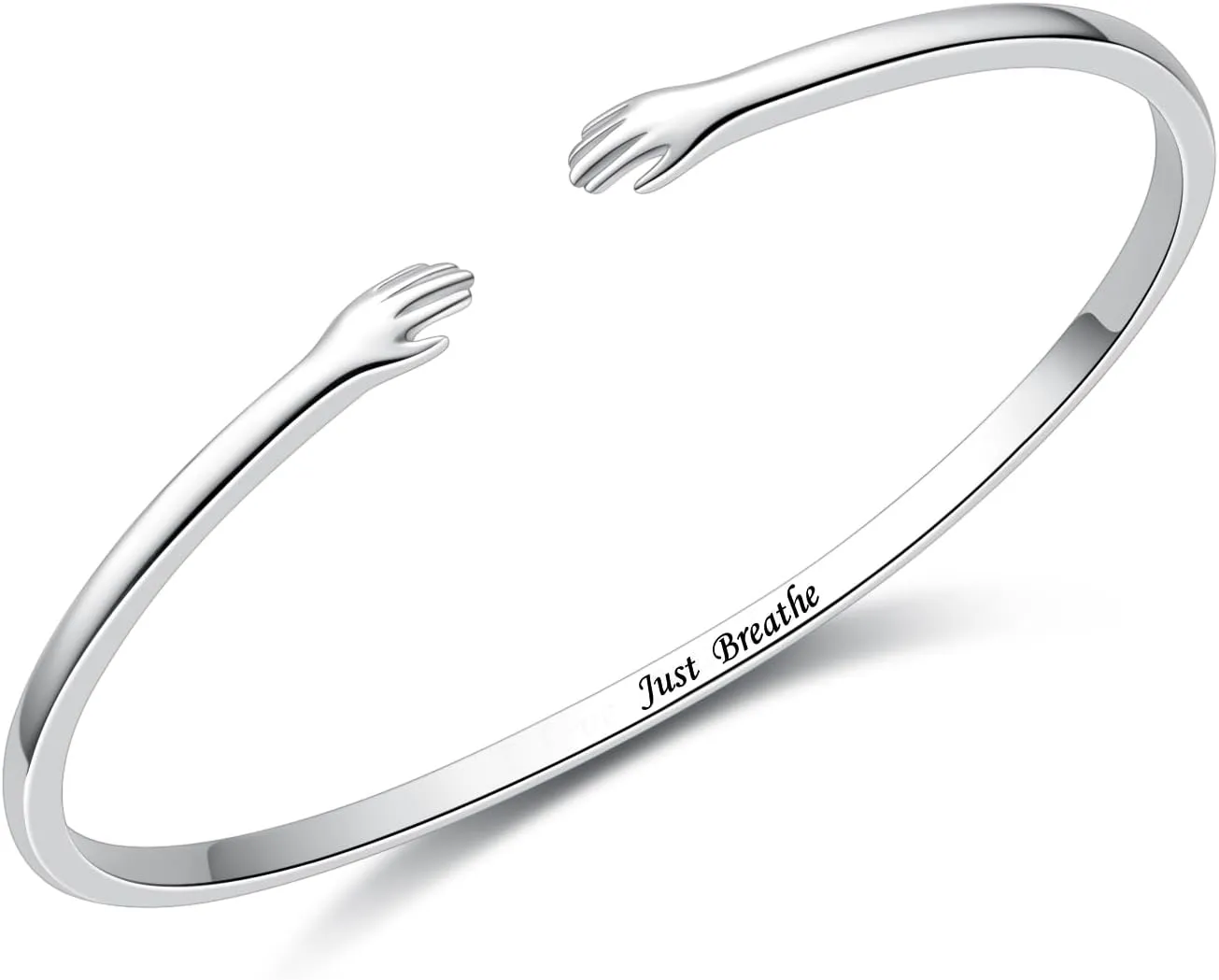 BEILIN Hug Bracelets for Women Sterling Silver Come to My Arm Couple Hugging Cuff Bangles Wedding Band Bracelets Engraved Mantra Bracelet Jewelry for Women Teens