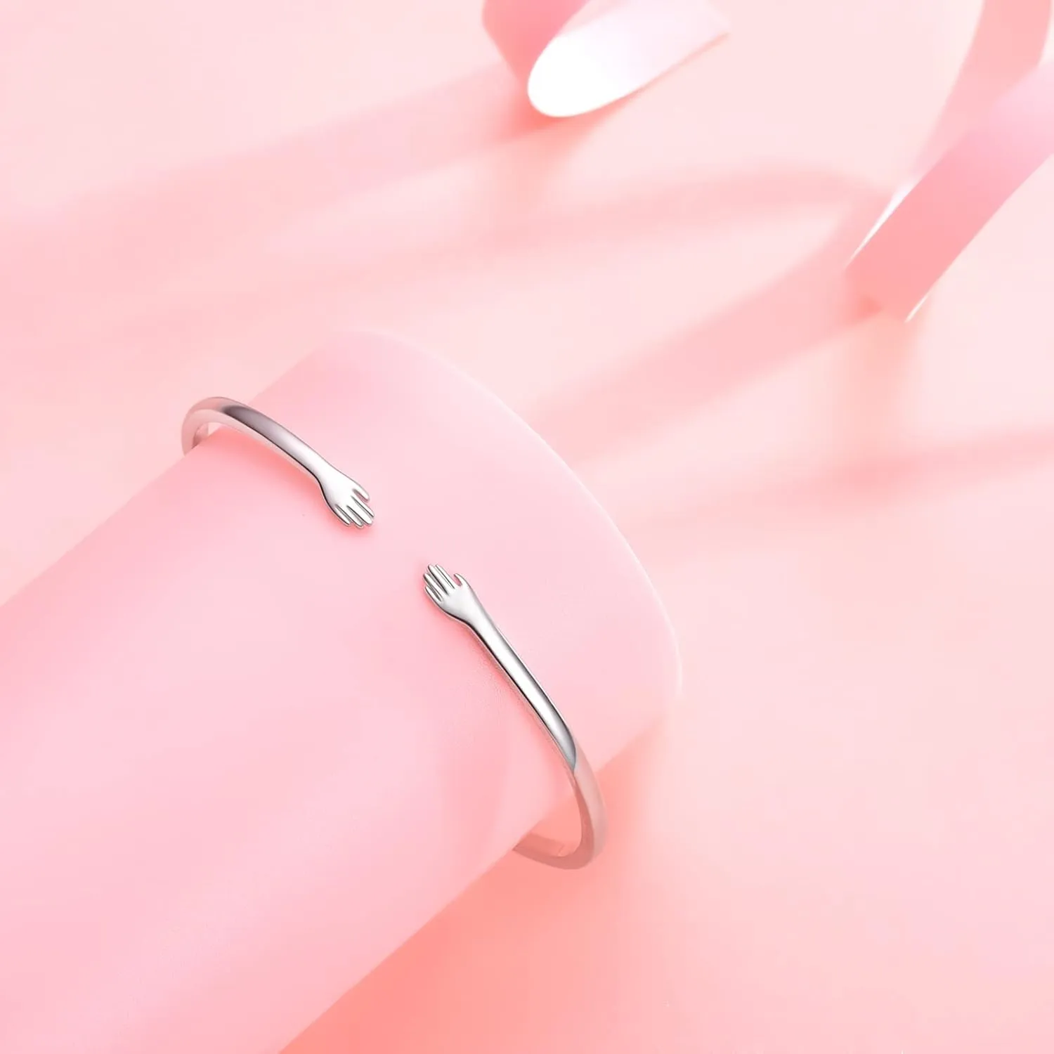 BEILIN Hug Bracelets for Women Sterling Silver Come to My Arm Couple Hugging Cuff Bangles Wedding Band Bracelets Engraved Mantra Bracelet Jewelry for Women Teens