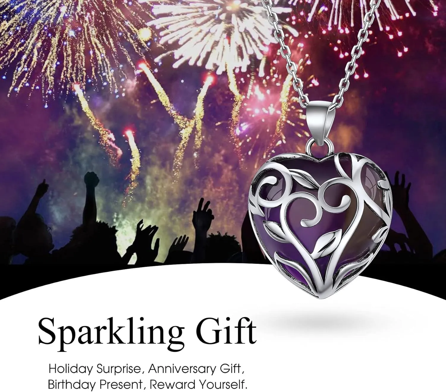 Bestyle Tree of Life Wrapped Healing Crystal Necklaces 12 Month Birthstone Pendant for Women, Crescent/Heart Gemstone Jewelry, Vintage Birthday Gifts/Energy Gift