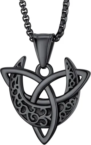 Bestyle Triple Moon Goddness Necklace-Celtic Knot/Tree of Life/Pentacle Pendants, Faithful Religious Wiccan Protection Anmulet Jewelry for Women Girls, Customizable