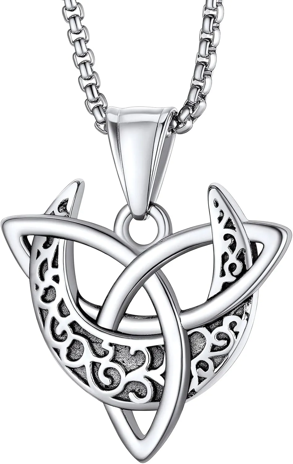 Bestyle Triple Moon Goddness Necklace-Celtic Knot/Tree of Life/Pentacle Pendants, Faithful Religious Wiccan Protection Anmulet Jewelry for Women Girls, Customizable