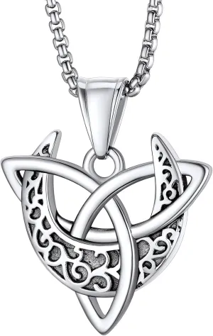 Bestyle Triple Moon Goddness Necklace-Celtic Knot/Tree of Life/Pentacle Pendants, Faithful Religious Wiccan Protection Anmulet Jewelry for Women Girls, Customizable