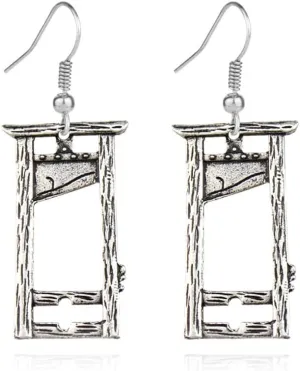 Black Bronze Silver Colour Guillotine Earrings History Macabre Statement Jewelry Grunge Medieval Dark Academia Novelty