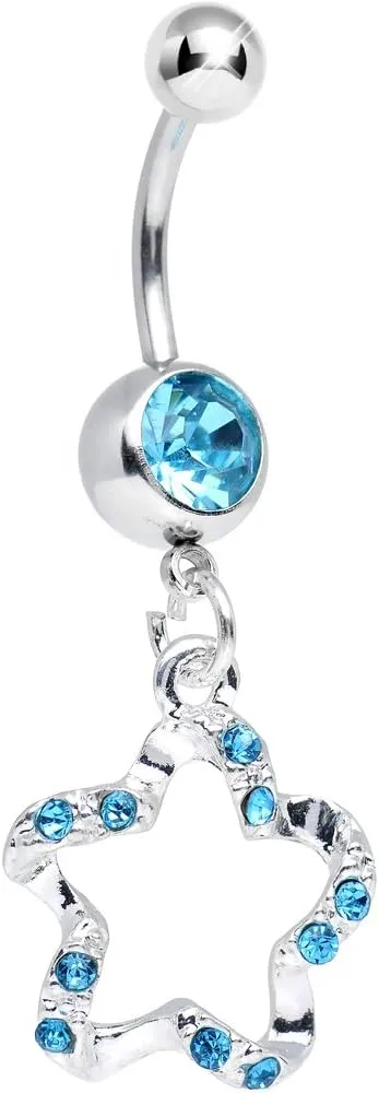 Body Candy Brilliant Blue Twisted Star Dangle Belly Ring