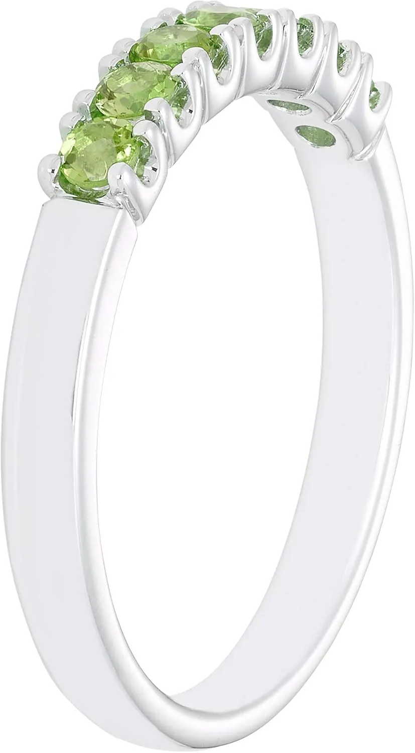 Boston Bay Diamonds Rhodium Plated 925 Sterling Silver 7-Stone Birthstone Gemstone Stacking Anniversary Ring