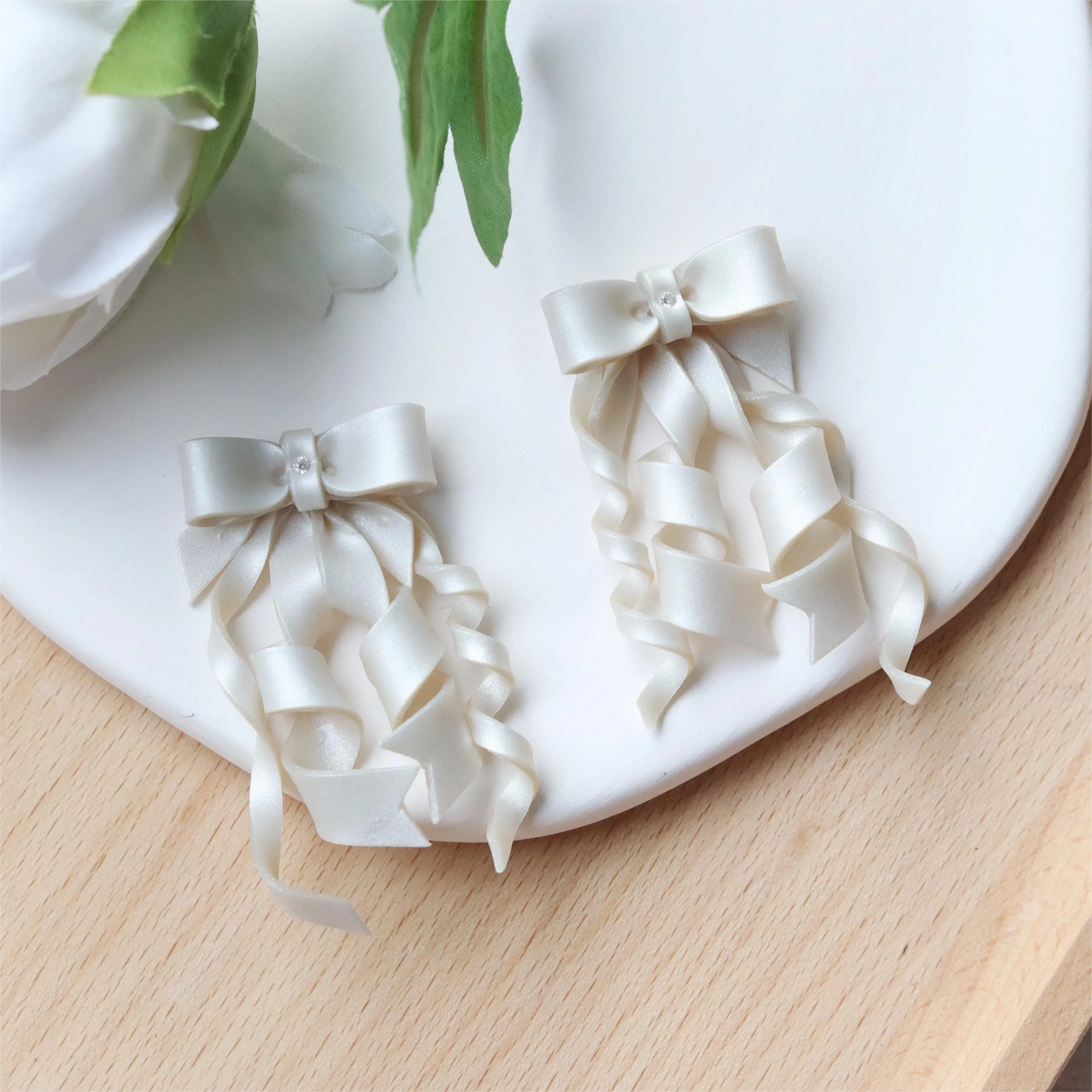 Bow Ear Accessories Fairy Beauty Wedding Dress Bridal Ear Clip Style S925 Silver Ear Studs
