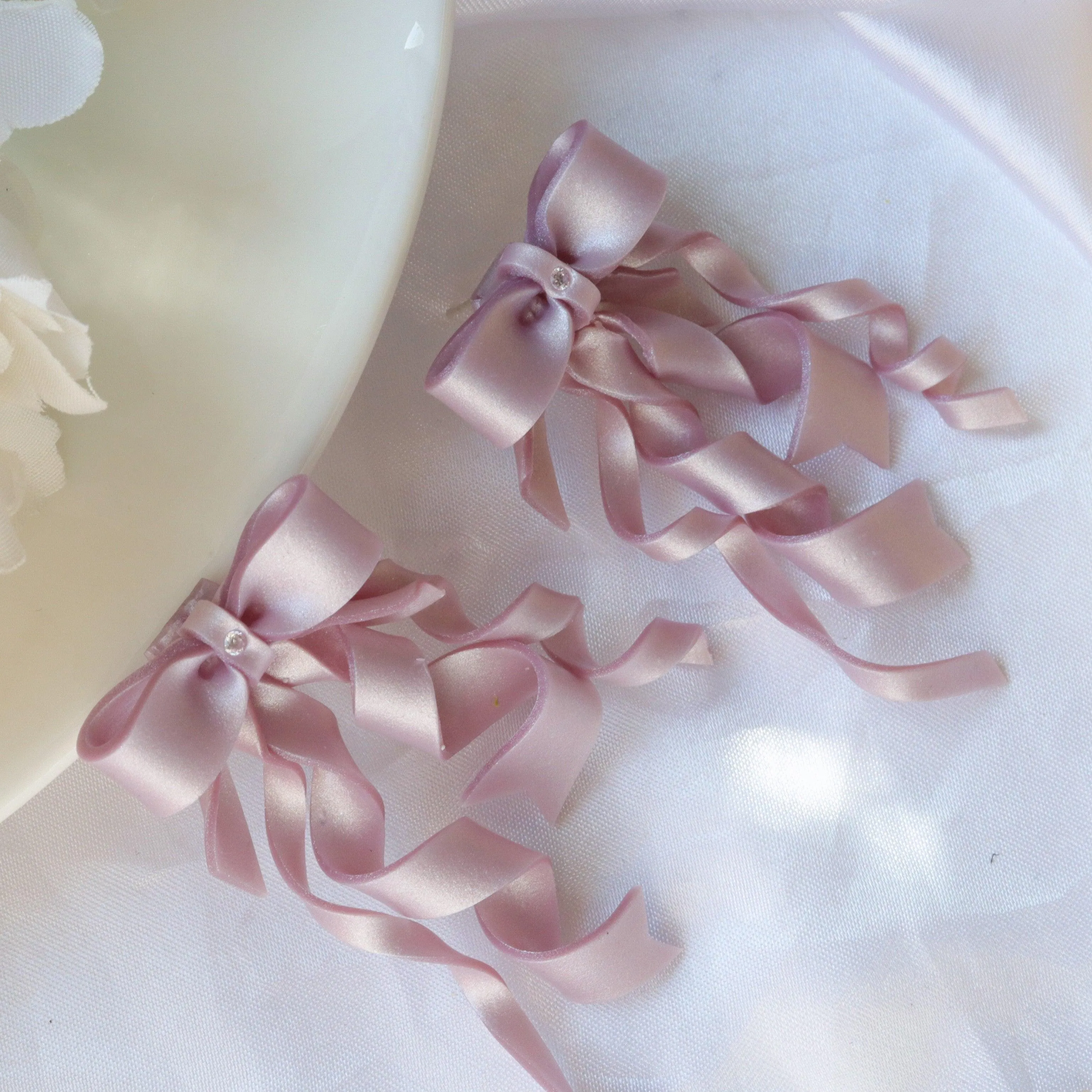 Bow Ear Accessories Fairy Beauty Wedding Dress Bridal Ear Clip Style S925 Silver Ear Studs